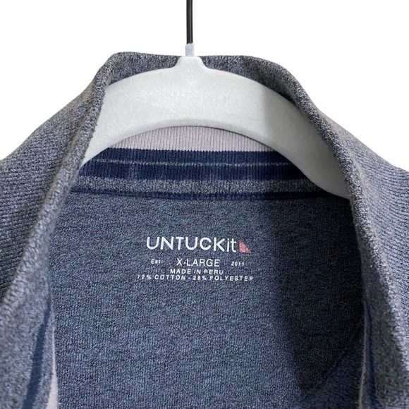 UNTUCKit Men’s Corral Heathered‎ Blue Quarter Zip Long Sleeve Sweater Size XL - Picture 4 of 8